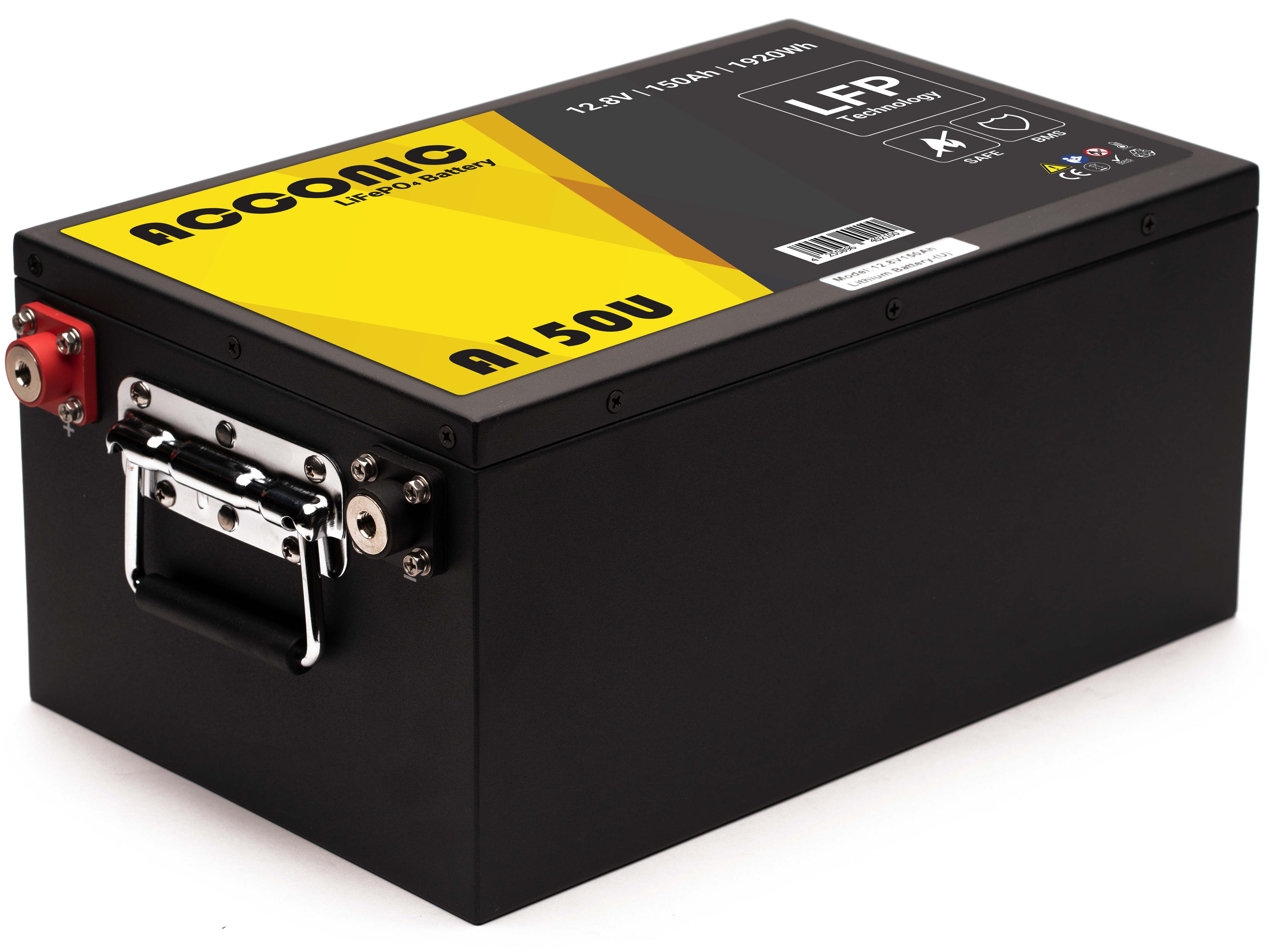 Acconic A150U LiFePO4 12V Lithium Untersitz Versorgungsbatterie 150Ah