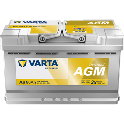 Varta A6 (F21) Dynamic AGM 580 901 080 Autobatterie 80Ah (Silver Dynamic AGM) Varta A6 (F21) Dynamic AGM 580 901 080 Autobatterie 80Ah (Silver Dynamic AGM)
