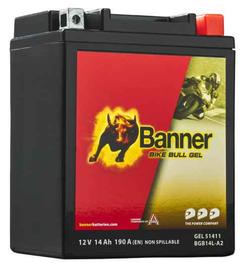Banner BGB14L-A2 Bike Bull GEL 51411 14Ah Motorradbatterie YB14L-A2 (DIN 51411)