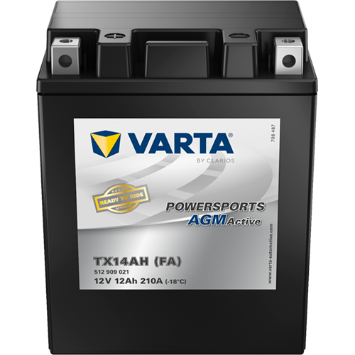 VARTA Powersports AGM ACTIVE YTX14AH-BS 12Ah Motorradbatterie 12V (512909021)