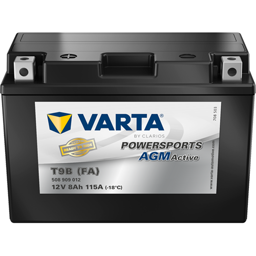 VARTA Powersports AGM ACTIVE T9B (FA) YT9B-BS 8Ah Motorradbatterie 12V (508909012)