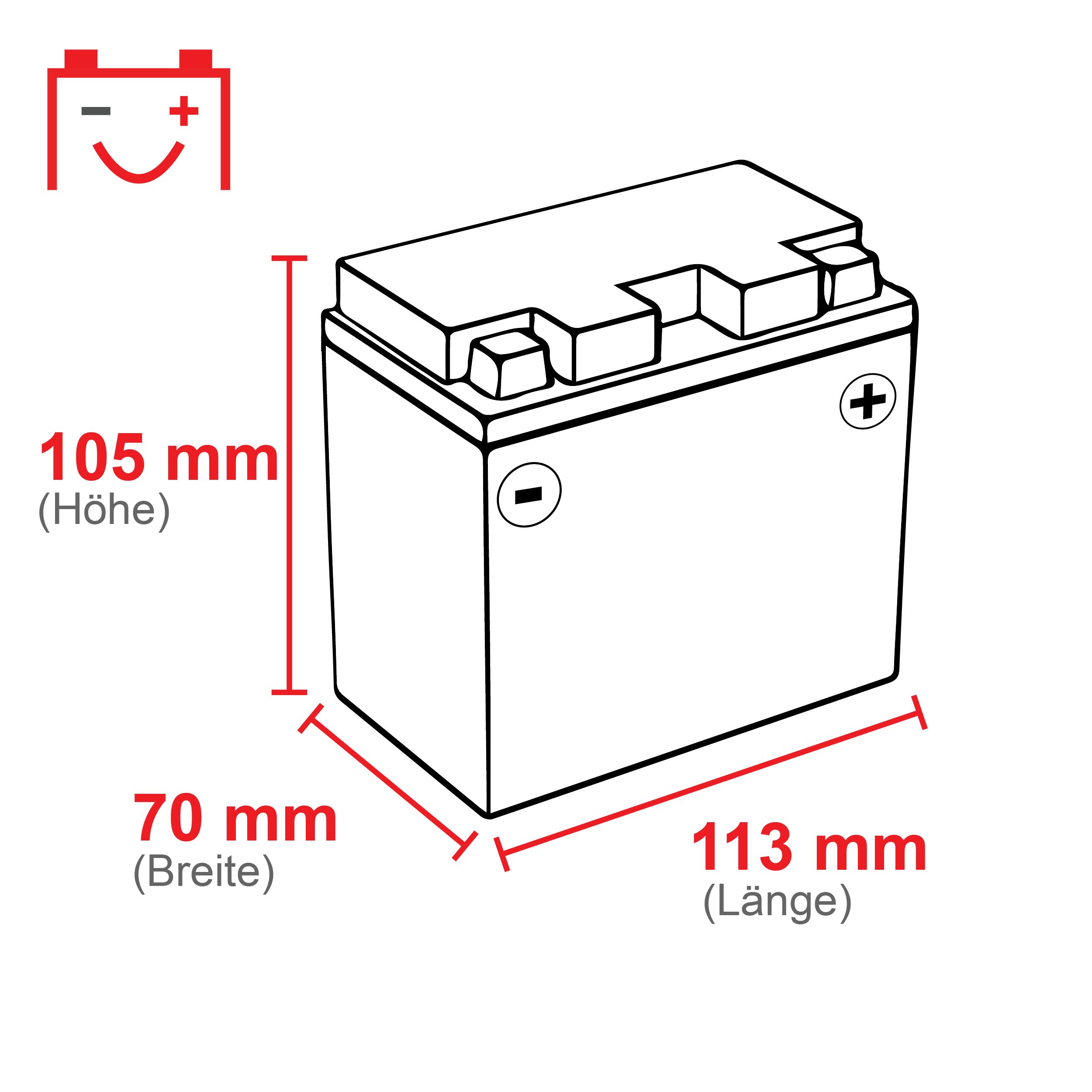 VOLTIC Sportivo GEL YTX5L-BS Motorradbatterie 5Ah 12V (DIN 50412)