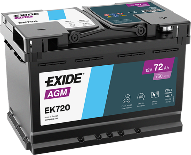 Exide EK720 AGM 72Ah car battery 570 901 076