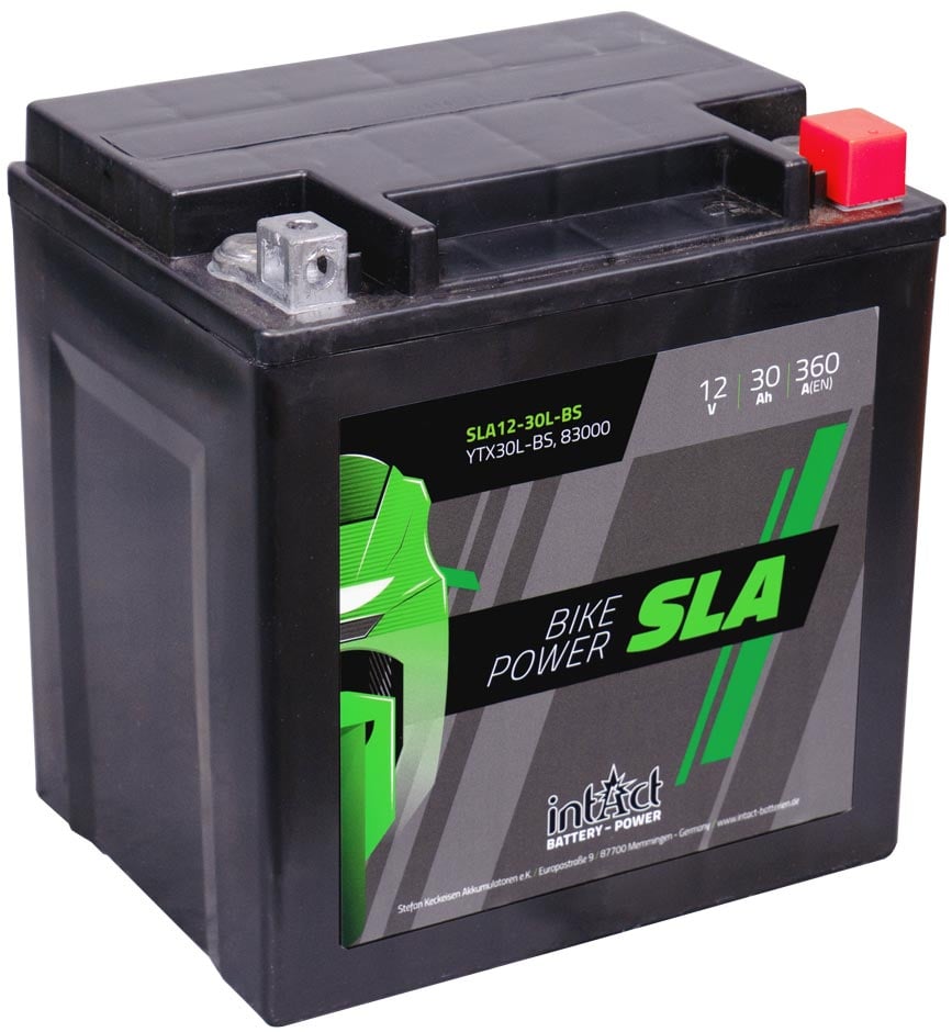 Intact SLA12-30L-BS Bike-Power SLA 30Ah Motorradbatterie (DIN 83000) YTX30L-BS YIX30L-BS