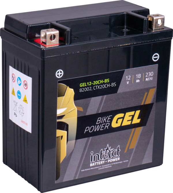 Intact GEL12-20CH-BS Bike-Power GEL 18Ah Motorradbatterie (DIN 82002) YTX20CH-BS