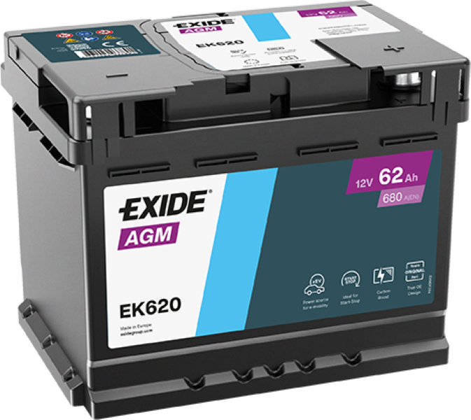 Exide EK620 AGM 62Ah car battery 560 901 068