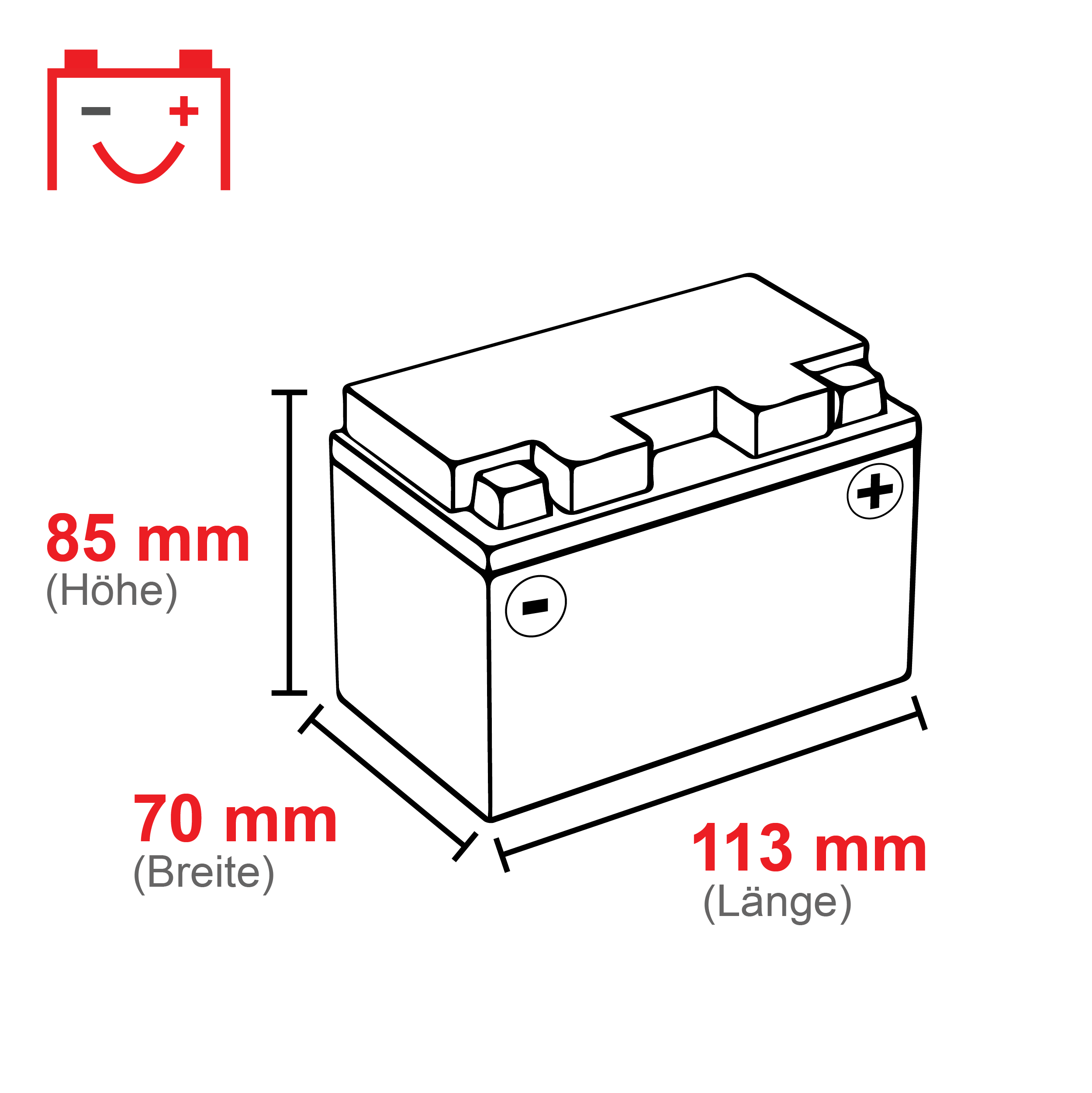 ytx4l-bs-113x70x85-01 VOLTIC Sportivo AGM YTX4L-BS Motorradbatterie 4Ah 12V (DIN 50314)