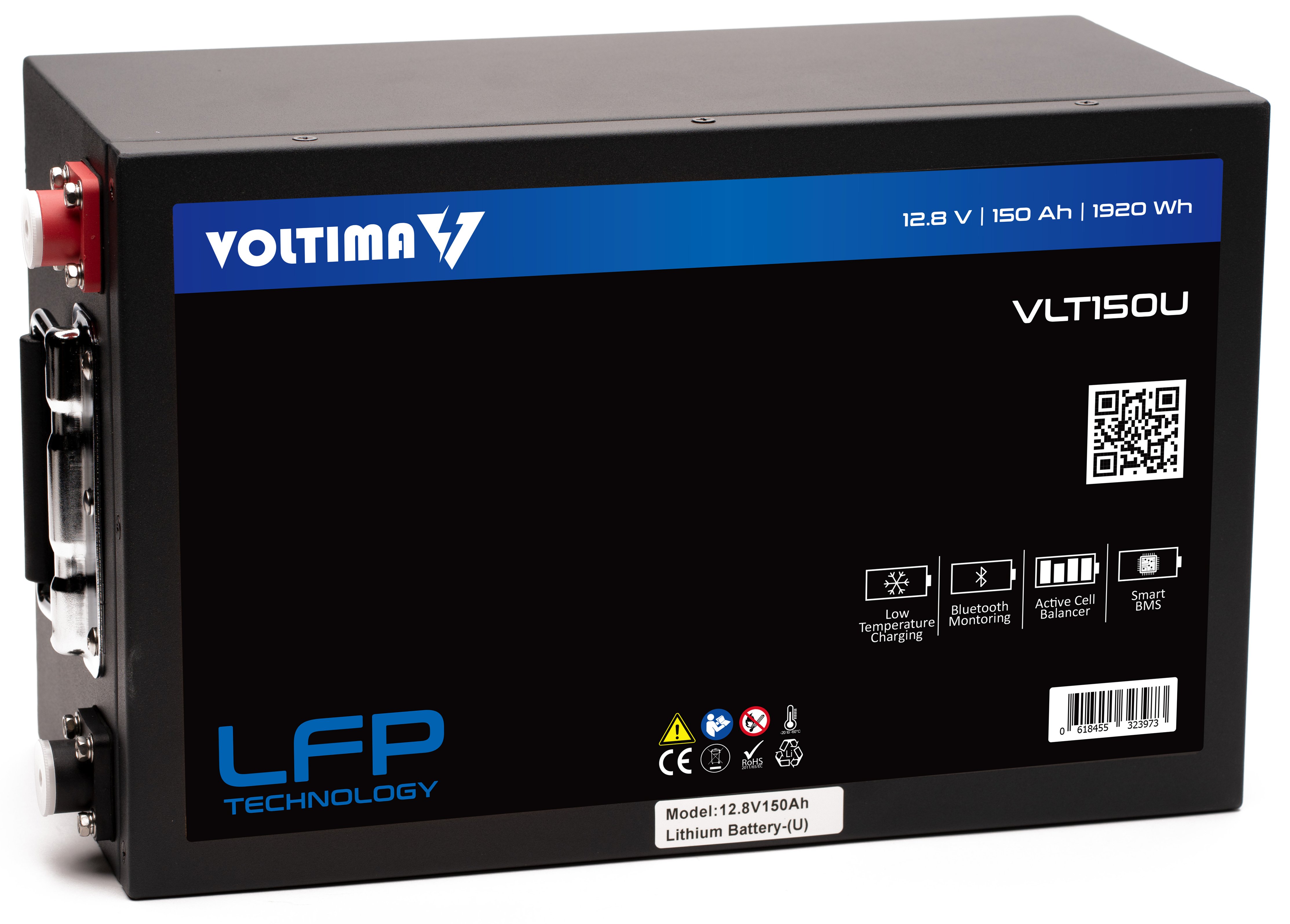 Voltima VLT150U LiFePO4 12V Lithium Untersitz Versorgungsbatterie 150Ah