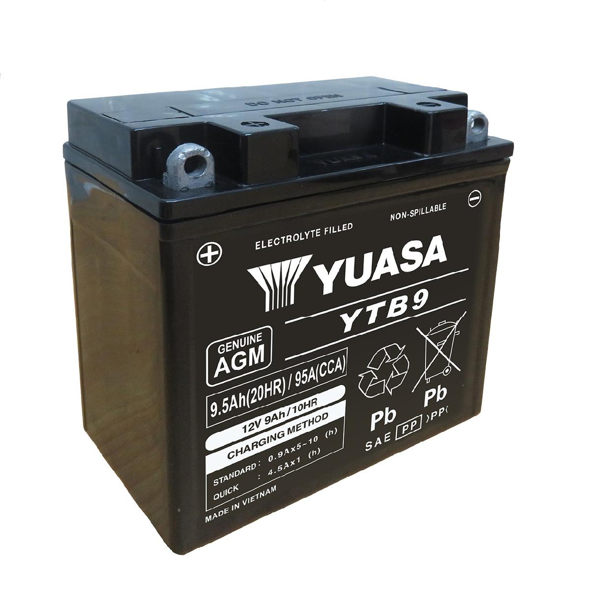 Yuasa YTB9 AGM 9Ah Motorradbatterie (DIN 50914) YB9-B