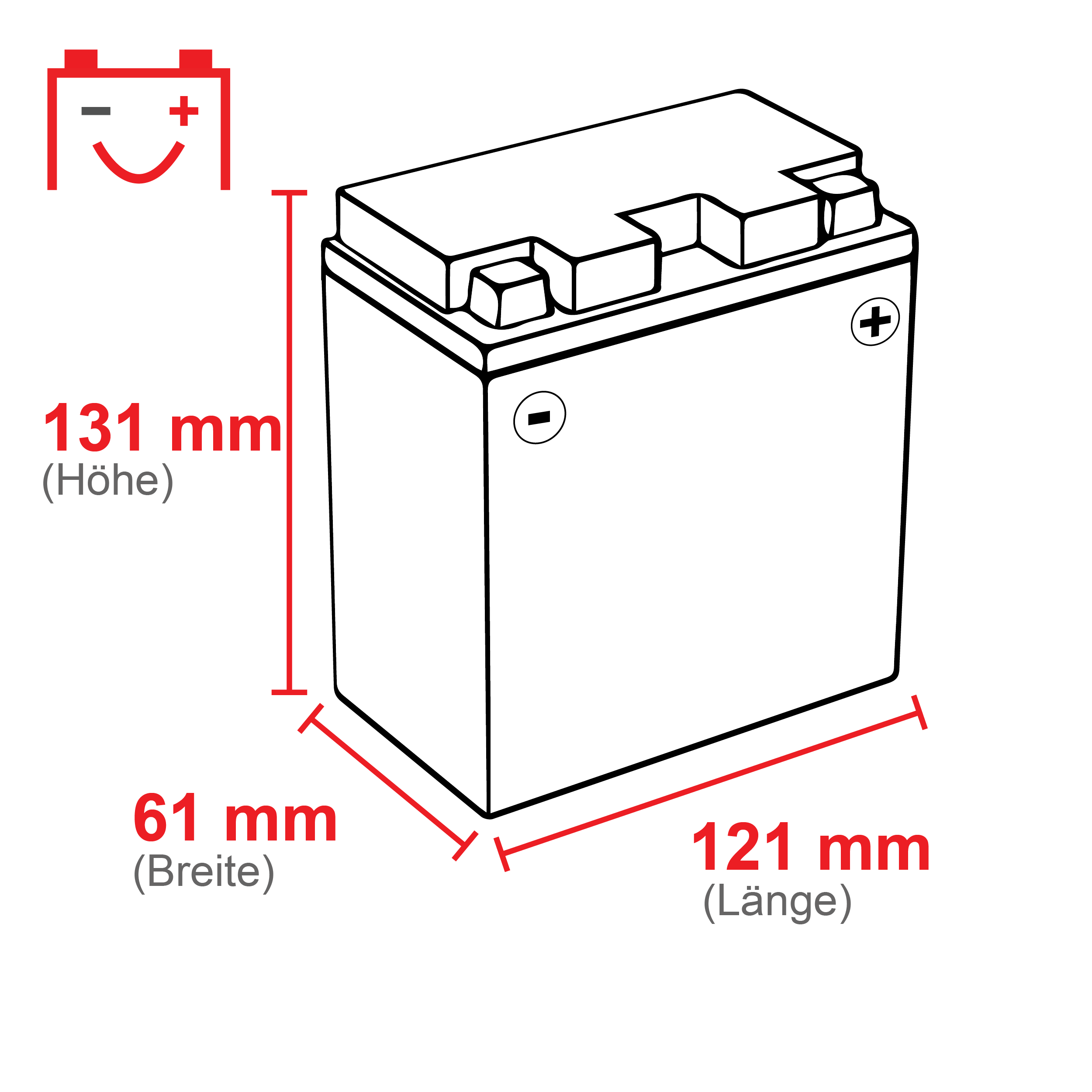 yb5l-b-121x61x131-01 Exide EB5L-B Conventional 5Ah Motorradbatterie (DIN 50512) YB5L-B