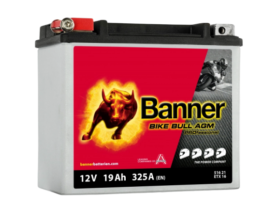 Banner ETX16 Bike Bull AGM PRO 51621 19Ah Motorradbatterie YB16-B (DIN 51912)