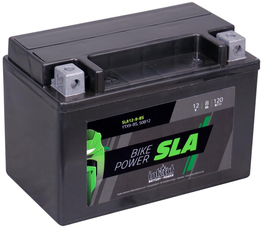 Intact SLA12-9-BS Bike-Power SLA 8Ah Motorradbatterie (DIN 50812) YTX9-BS