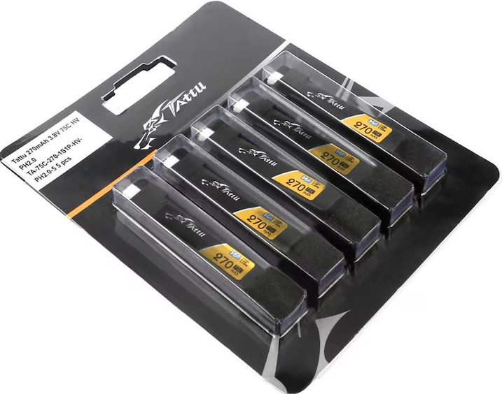 Tattu 270mAh 3.8V 75C 1S1P HV Lipo Battery Pack with JST-PHR 2.0 plug (5pcs) TAA2701S75PH5 Tattu 270mAh 3.8V 75C 1S1P HV Lipo Battery Pack with JST-PHR 2.0 plug (5pcs) TAA2701S75PH5