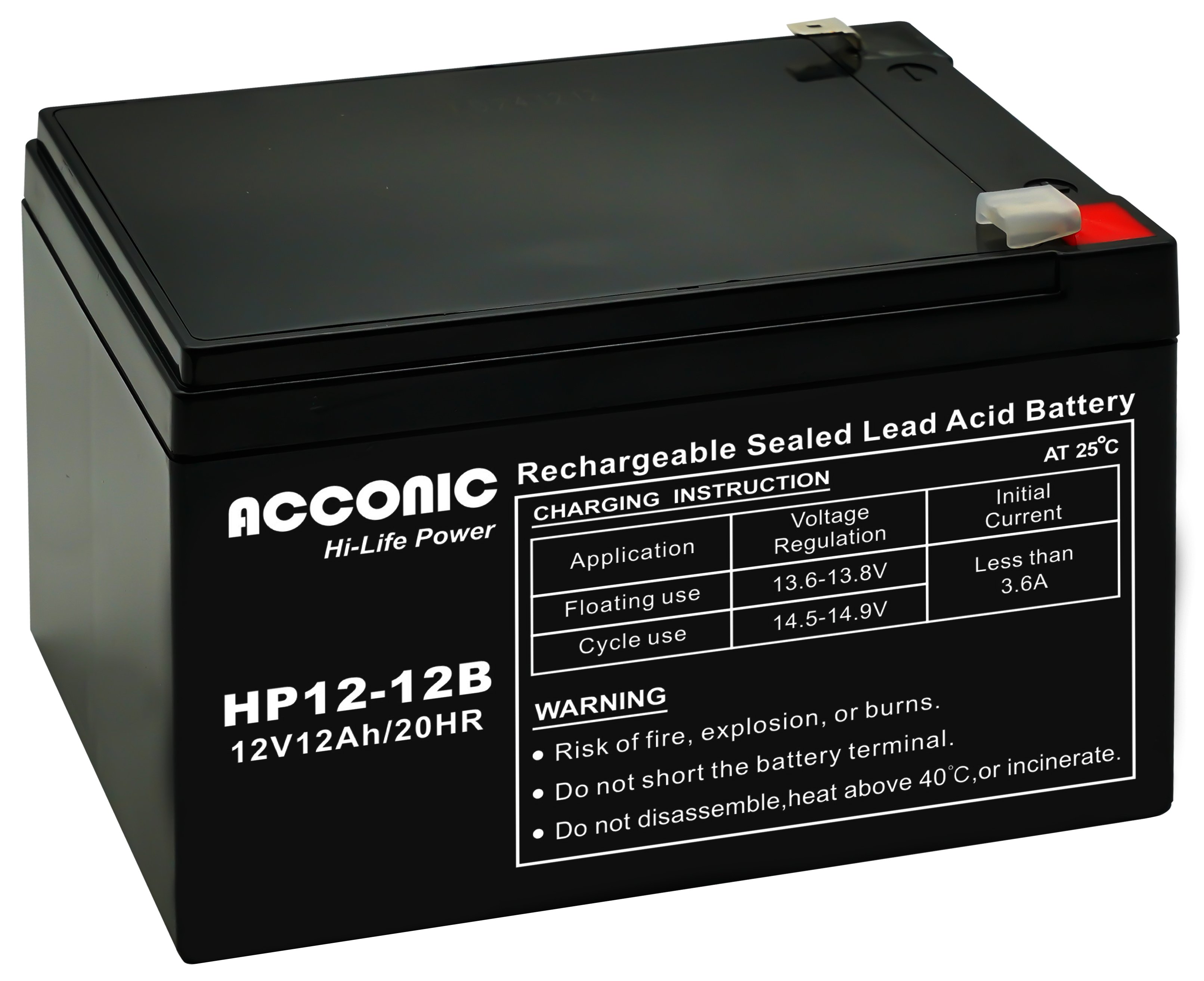 Acconic HP12-12B Hi-Life Power AGM 12V 12Ah USV-Batterie